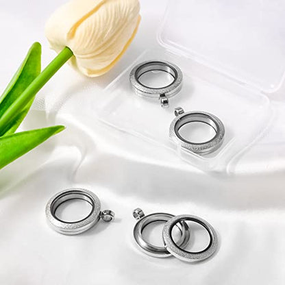 WANDIC Photo Charms, Set of 4 Matte Stainless Steel Round Memory Locket Pendant Bridal Wedding Bouquet Charms for Photo or Wedding, 25mm - color: 4pcs-silver Matte