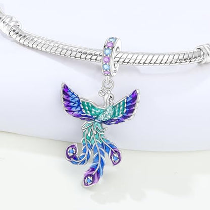 CYCUFF 925 Sterling Silver Charms Suitable for Charm Necklaces, Bracelet Pendants Beads Jewellery Gift for Women - color: Phoenix Charm