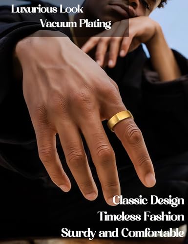 ORAZIO Stainless Steel Wedding Rings for Men Women 6mm 8mm Mens Wedding Band Sliver/Black/Gold Plated Brushed Matte Finish Surface High Polish Edge Mens Rings Engagement Promise Ring Comfort Fit 6-14 - color: 18K Gold Plated-8MM
