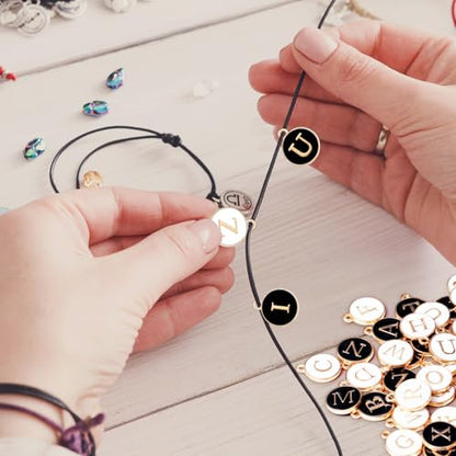 Bucherry 208 Pcs Letter Metal Charms for Jewelry Making Mix Initial Double Side Charms for DIY Bracelet Necklace Making - color: Black and White, style: Letter