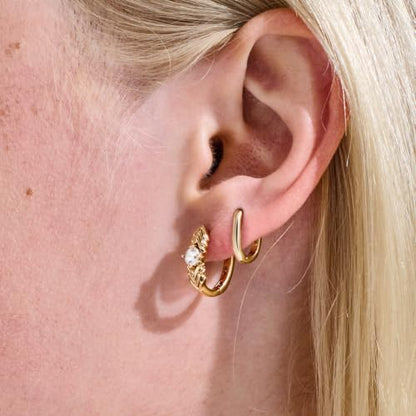 JINEAR 2 Pairs Gold Hoop Earrings for Women Dainty Huggie Earrings Set | 14K Gold Plated Cubic Zirconia Hypoallergenic Lightweight Waterproof Cartilage Hoop Earrings Trendy Jewelry Gift - color: Feather Zircon&Pockets