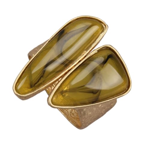 GelConnie Chunky Cuff Bangle Bracelet for Women, Statement Jewelry | Gold and Silver Tone Cuff Bangles with Resin, Crystal and Textured Accents for Party, Vacation and Dressy Looks - style: Bangle 10-Green