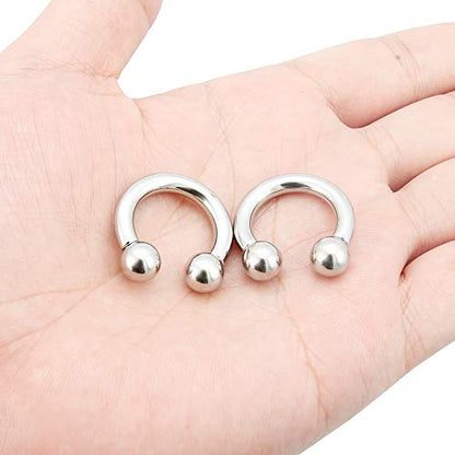 2Pcs PA Ring Horseshoe Circular Barbell 316L Surgical Steel Internally Threaded 00G 0G 2G 4G 6G 8G 10G Pierced Body Jewelry for Women 12mm 16mm 19mm - style: 1 pair-6G;Inner Dia:16mm