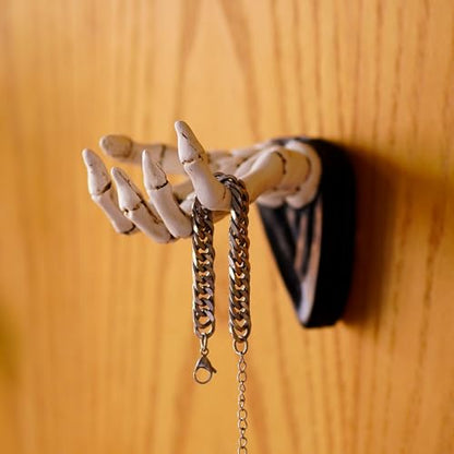 Halloween Skeleton Hand Ring Holder Wall Mounted Key Holder Organizer Multifunctional Wall Hooks for Hanging Keys Jewelry Bracelet Gothic Home Decor for Entryway Bedroom