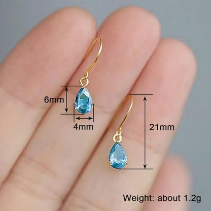 Dainty Drop Earrings with Pear CZ for Women Romantic Jewelry - color: E5413