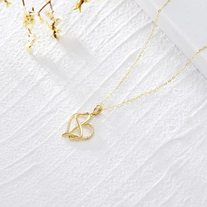 SISGEM 14K Real Gold Heart Necklace for Women,Yellow Gold Love Pendant Necklace Triple Hearts Jewerly Gifts for Birthday Anniversary 16+1+1 inch - color: Heart Infinity-2