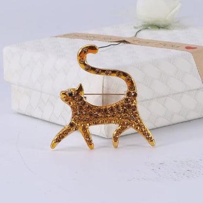 Kitten Brooch Pins for Women, Gold Cat Brooch Pin, Cute Kitten Animal Brooch Lapel Pin, Bohemian Kitten Cat Brooches Pins for Women Hat Bag Suit Dress Accessories Jewelry