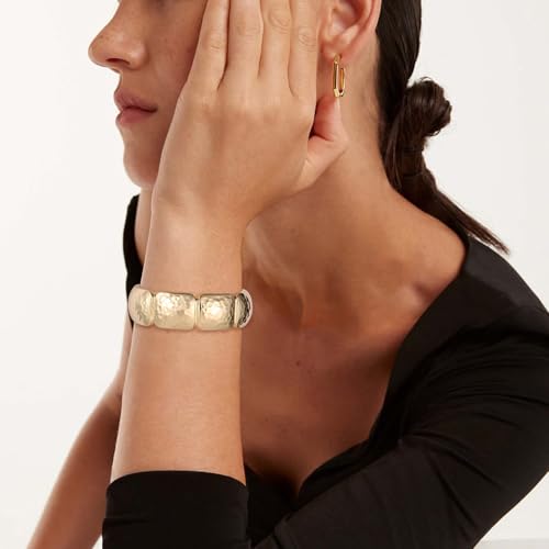 HZMAN Chunky Gold Cuff Bracelets for Women Thick Wide Bangle Bracelet Hammered Open Hinge Wrist Cuff Bracelet Jewelry Gift - color: 13.Small Rectangular Gold