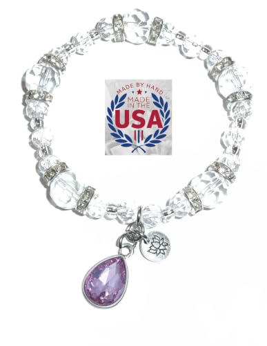 Hidden Hollow Beads Women's Crystal Stretch Charm Bracelet Handmade USA Inspirational Friendship Gift Jewelry for Her - style: Birthstone June
