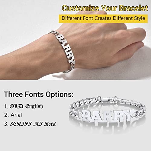PROSTEEL Bracelets for Men, Figaro/Cuban Mens Bracelet, Silver/Gold/Black | 6/9/13mm Width, 7.5/8.3/9" Length, Stainless Steel Mens Bracelet, Durable & Non Tarnish, Chunky Jewelry with Gift Box - style: H 6mm-Cuban-Silver-Custom