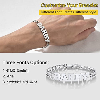 PROSTEEL Bracelets for Men, Figaro/Cuban Mens Bracelet, Silver/Gold/Black | 6/9/13mm Width, 7.5/8.3/9" Length, Stainless Steel Mens Bracelet, Durable & Non Tarnish, Chunky Jewelry with Gift Box - style: H 6mm-Cuban-Silver-Custom