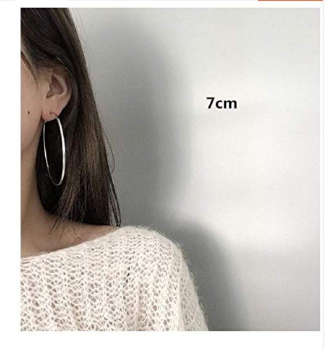 Clip On Big Extra Large Fake Round Hoop Earrings for Women Non Pierced No Piercing Ear Fashion Simple Circle Huggie Hoops Jewelry Gifts - style: 70mm Silver