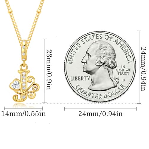 TIZU Initial Necklaces for Women - Dainty 14K Gold Plated Letter Pendant Trendy Personalized Initial A-Z Necklaces Jewelry Gift - color: Gold-J