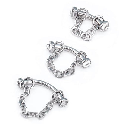 3 Pcs 316L Stainless Steel 16G Tragus Helix Rook Piercing Jewelry with Chain, Cartilage Earrings for Women, Belly Button Ring Vertical Labret Lip Piercing Jewelry - color: Silver, size: Full Setting