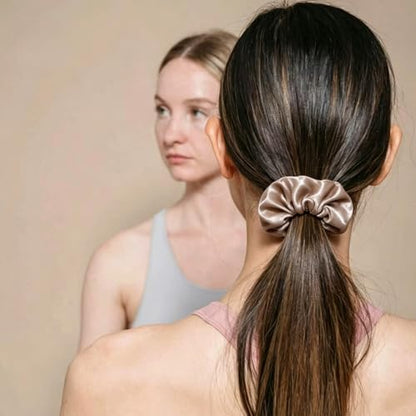 Silk Hair Ties Ponytail Holder Hairs Bow Ropes Elastics Hairtie Accessories Wide 0.8inch on Hair No Damage No Crease for Women Curly Thick Wavy Hair(30Pcs Grey) - color: Grey