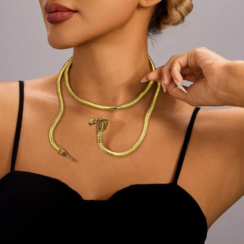 Bendable Snake Chain Necklace for Women Arm Cuff Flexible Twisty Multi-purpose DIY Bracelet and Punk Choker Trendy Medusa Snake Jewelry Gift - style: DIY Snake Gold