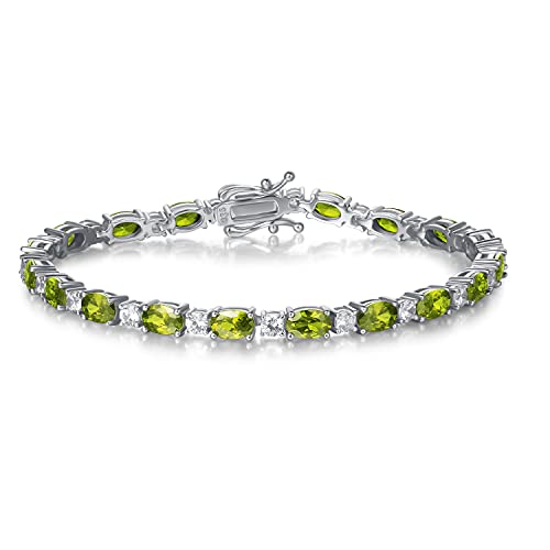 FANCIME Glamour Radiance Sterling Silver Birthstone Tennis Bracelets 7" | Charm Fine Jewelry Birthday Gifts for Women - color: Peridot