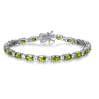 FANCIME Glamour Radiance Sterling Silver Birthstone Tennis Bracelets 7" | Charm Fine Jewelry Birthday Gifts for Women - color: Peridot