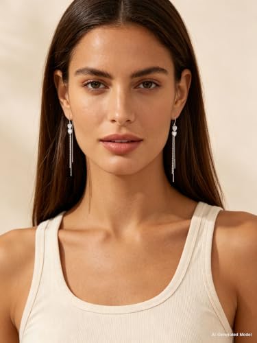 Silver Dangle Earrings Women Dangling Drop Bridesmaid Wedding Prom Jewelry - color: Silver cz heart