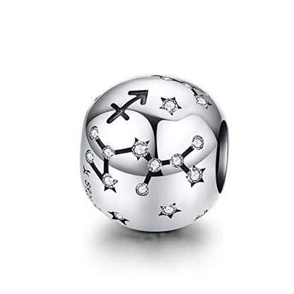 Constellation Charm 925 Sterling Silver Birthstone Bead for Pandora Charms Bracelet-Gift for Anniversary Birthday Christmas Day - color: Sagittarius (11.23-12.21)
