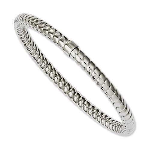 Chisel Stainless Steel Textured & Polished Hollow Slip-on Bangle