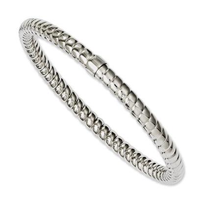 Chisel Stainless Steel Textured & Polished Hollow Slip-on Bangle