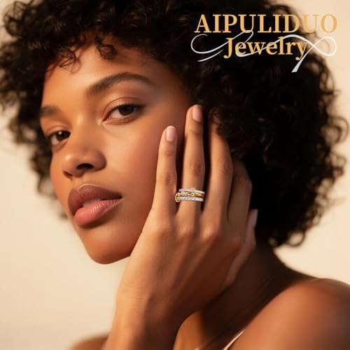 18K Gold-Plated Interlocked Ring for Women, Non Tarnish CZ Band | Interlocked inseparable one-piece ring for women. Triple & quadruple linked styles, non-tarnish CZ jewelry for daily wear - color: Silver
