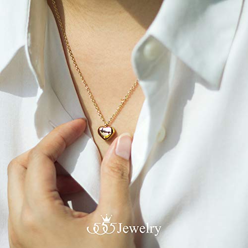 555Jewelry Womens Stainless Steel Love Cute Heart Shape Dainty Pendant Necklace - color: Yellow Gold