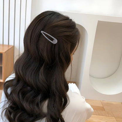 Small Hair Barrettes For Women No Slip Metal Snap Clips For Thin And Fine Hair,Matte Black Gray White,20 PCS,1.97 x 0.5 Inch. - color: Matte Black Gray White