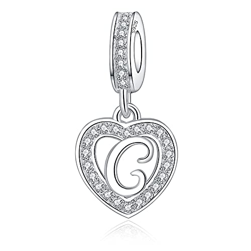 925 Sterling Silver Letter Charms A~Z Alphabet Charm Letter Beads fit Pandora European Bracelets fit Wife Mom Christmas Birthday Gift - color: C