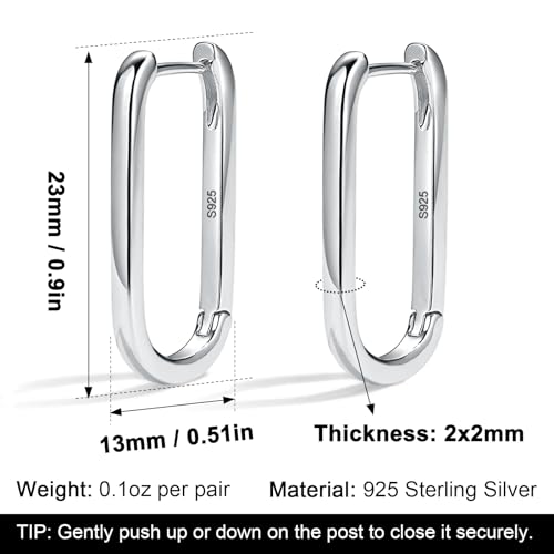Me&Hz Gold Huggie Earrings Small Huggie Hoop Earrings for Women 14K Gold Plated Hypoallergenic Cubic Zirconia Huggies Mini Silver Hoop Earring for Women - color: Paperclip Hoop,Silver