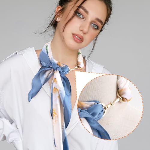 Joez Wonderful Scarf Ring Clip, Wide Band Chunky Chain Silk Scarf Buckle, Shawl Clips Scarf Clasp Holder Scarves Pin - color: (Horsebit) 50mm Gold