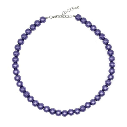 Long Simulated 10mm AAA Pearl Strand Necklace for Women Multicolor Pearl Choker Necklace 1920s Pearl Statement Necklace Costume Jewelry - color: 10mm Purple