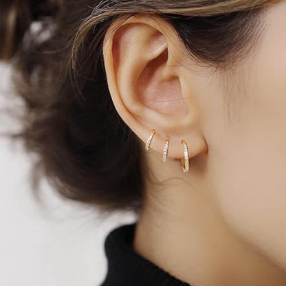 Lantine G23 Titanium Nose Rings Hoops Seamless Clicker Cz Nose Septum Piercings Rings Cute Diamond Hinged 16g 20g Cartilage Conch Daith Helix Tragus Piercing Jewelry - color: Gold, size: 16g 10mm