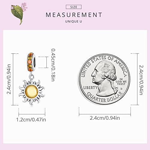 Animal Charms for Bracelets 925 Sterling Silver Bead Charms Bee Butterfly Fox Charm Fits Bracelets and Necklaces Cute Charms for Women - color: Sun
