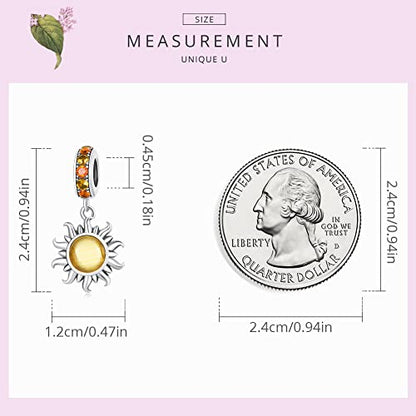 Animal Charms for Bracelets 925 Sterling Silver Bead Charms Bee Butterfly Fox Charm Fits Bracelets and Necklaces Cute Charms for Women - color: Sun