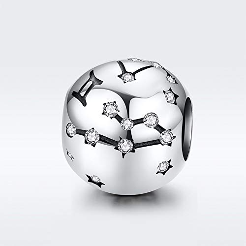 Constellation Charm 925 Sterling Silver Birthstone Bead for Pandora Charms Bracelet-Gift for Anniversary Birthday Christmas Day - color: Gemini（5.21-6.21）