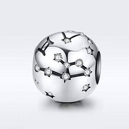 Constellation Charm 925 Sterling Silver Birthstone Bead for Pandora Charms Bracelet-Gift for Anniversary Birthday Christmas Day - color: Gemini（5.21-6.21）