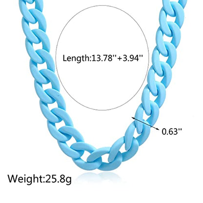 Fashion Multicolor Acrylic Figaro Chain Necklace Cuban Thick Chunky Resin Link Curb Chain Necklace for Women Girl Party Festival Jewelry - color: C blue