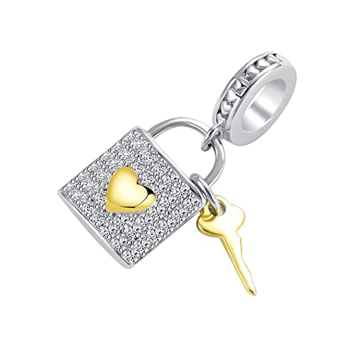 Bow Royal Crown Married Couple Wine Bottle Lock Key Arrow Heart Dangle Charm Bead for Pandora Bracelet … - style: Key to My Heart