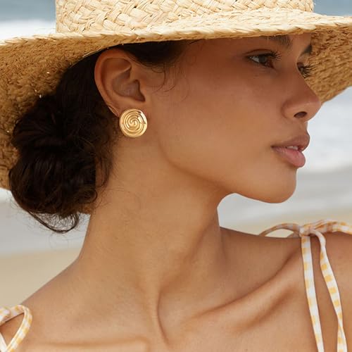 MUYAN Dainty Chunky Clip On Earrings for Women Multiple Styles Gold Silver Retro Clip Earrings - color: Gold