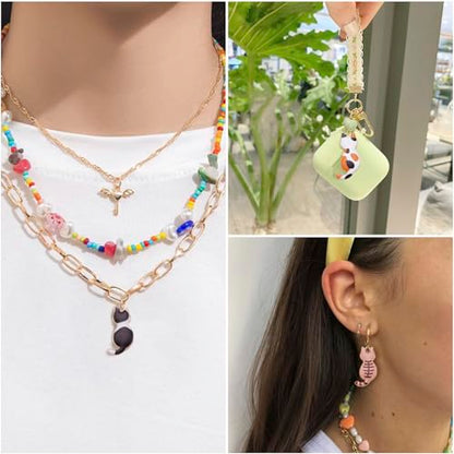 Enamel Cat Charms Alloy Enamel Pendants Cute Animal Pendants Lovely Cute Kitty Charm for Bracelet DIY Necklace Earrings Keychain Dangle Craft Jewelry Making - style: Back Backed Cat