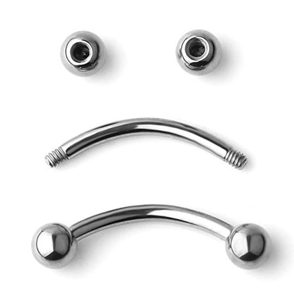 20g 18g 16g 14g Rook Piercing Jewelry Titanium Externally Threaded Curved Barbell Eyebrow Tragus Helix Conch Lobe Labret Earrings Lip Rings Body Piercing Jewelry For Women Men Ball Spike 6mm-19mm - size: 16G - 12mm Ball
