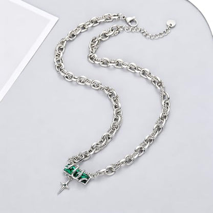 Gothic Cross Star Necklace For Men Women Silver Stainless Steel Cuban Link Paperclip Figaro Bead Chain Punk Kpop Y2k Goth Irregular Layered Cross Pendant Necklace Non Tarnish Jewelry Gift - color: Silver R