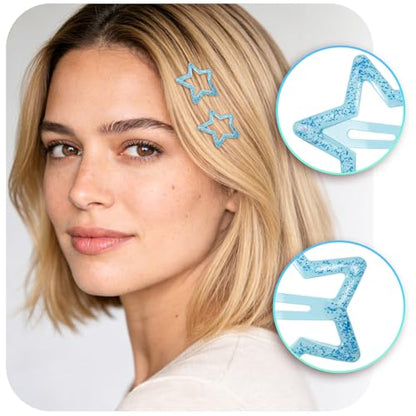 70 Pcs Metal Glitter Snap Hair Clips for Women,Small Snap Barrettes for Women Girls Thick Fine Hair (Blue) - color: Blue