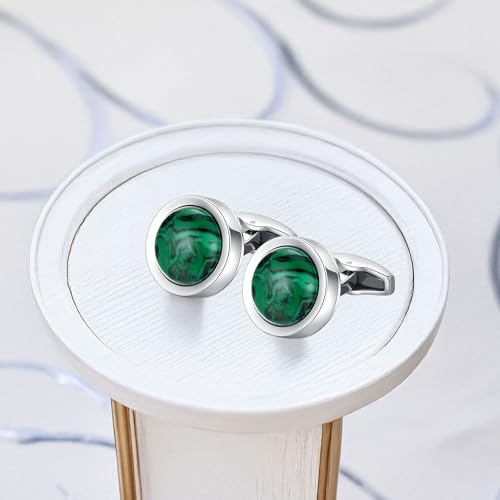 Cufflinks for Men, Stainless Steel Classic Black Pearl, Blue Carbon Fiber CuffLinks men's accessories, Great Gift for Father, Husband - style: Malachite