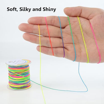 LUSTEMBER 0.8mm Nylon String, Strong Bracelet String, Durable Nylon Cord for Jewelry Making, Bracelets, Beading, Necklaces, Rattail Braiding, Kumihimo, Wind Chimes, Blinds and Handicrafts - size: Rainbow