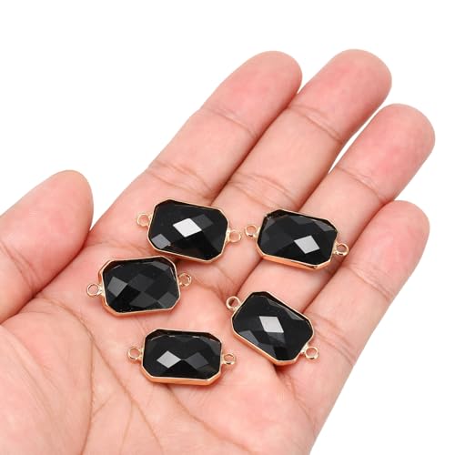 PATIKIL Birthstone Connector Link, Diamond Clear Charm Links, Glass Jewelry Findings Crystal Bead Link for Drop Dangle Pendants Necklace Bracelet Earring - color: Black