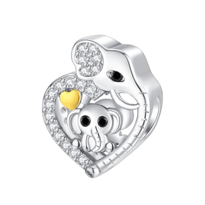 925 Sterling Silver Charms for Bracelets and Necklaces Lipstick and Perfume High Heels Dangle Pendants Heart Butterfly Bead Charms Halloween Christmas Gift for Womens - style: Elephant Heart Bead Charm