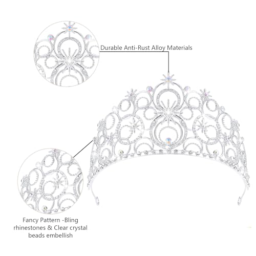 Crystal Crowns for Women, Crystal Bubble TiaraBride Royal Queen Headband Princess Headpieces for Women Bridal Wedding Prom Birthday Party Crowns - color: Silver
